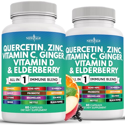 Quercetin Zinc Vitamin C Vitamin D Bromelain Elderberry - Nettle Supplement with Artemisinin Sea Moss Echinacea - 120 Count