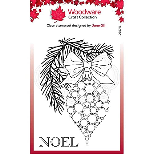 Woodware Jane Gill Clear Magic-Bubble Bauble and Pine Branch-Stamp, A6 Transparent , JGS771