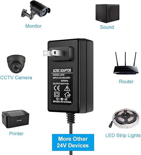 Miniatura 9 de Fuente de alimentación de 24 V, CC 24 voltios 2A 48 W LED adaptador de fuente de alimentación, transformador de 100-240V CA a 24V CC para tiras de
