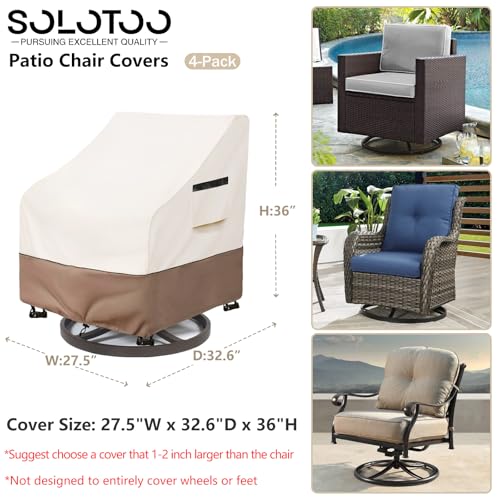 SoloToo Patio Chair Covers Waterproof 4 Pack, 27.5" W x 32.6" D x 36" H by SoloToo - Used condition - Image 3