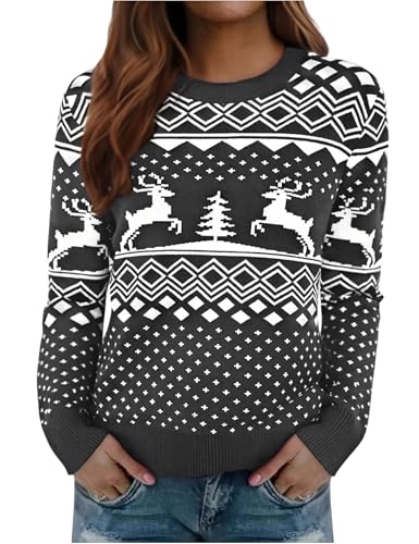 Jahetuul Weihnachtspullover Damen Christmas Sweater Lustiger Rentier...