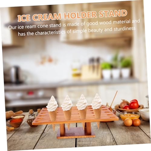 Présentoir à cornets de glace en bois avec base perforée pour présentation de sushis - 6