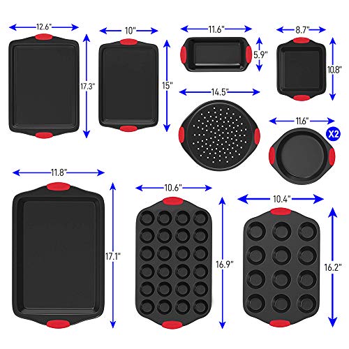 NutriChef 10-Piece Non-Stick Kitchen Oven Baking Pans With 3-Piece Cookie Sheet Set, Commercial Grade Metal Bakeware - Image 4