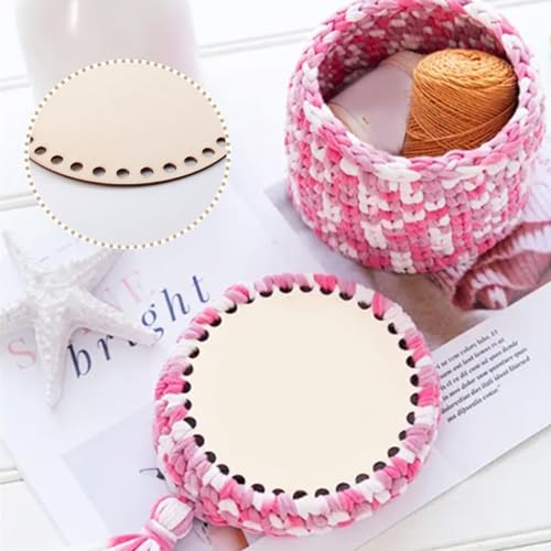 5 Pcs Natural Wooden Basket Circle Bottom, Blank Crochet Knitting Basket Shaper, Wood Base for DIY Basket Craft Weaving Making Supplies