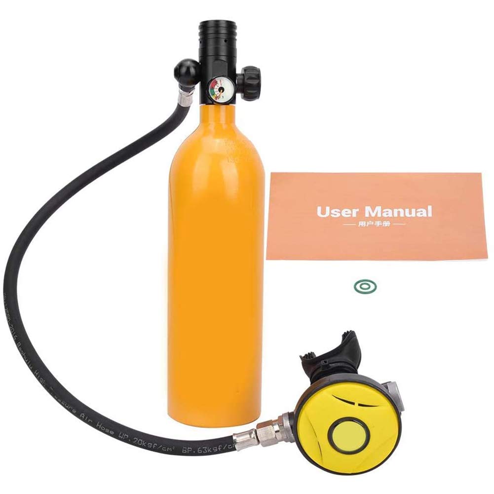 POEO Scuba Diving Tank Equipment, 1L Mini Scuba Dive Oxygen Cylinder with 15-20 Minutes Capability, Aviation Aluminum Material, for Diving Breathing Training