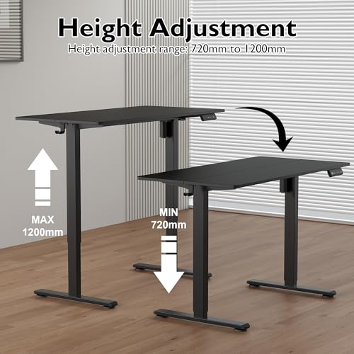 Scrivania Elettrica Regolabile, 120 x 60 cm, Altezza 72-120 cm, Motore Silenzioso, 3 Memorie Preimpostate, Scrivania Gaming e da Ufficio,Gancio per Cuffie, Scrivania da Ufficio e Gaming, Nero - Sedia gaming - Immagine 3