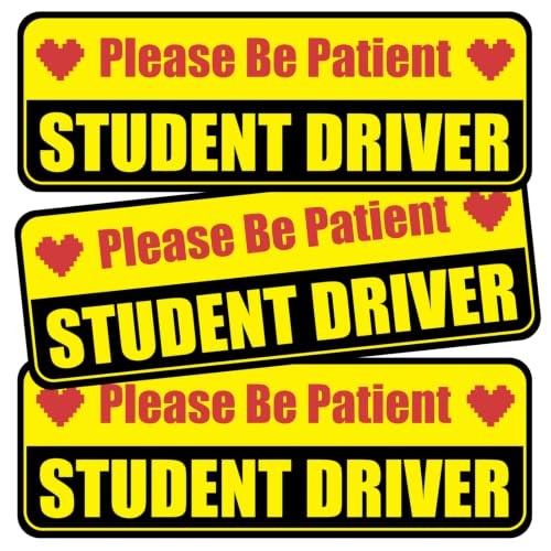 Image of Lusinus Student Driver Magnet for Car - Reflective Funny Magnetic Bumper Sticker Set - Removable Novice Driver Safety Attention Sign - Weather-Resistant (Heart Icon - 3pcs)
