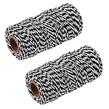Baker Twine String for Crafts, 200M/656 Feet Black and White Twine, Cotton Cord for Gift Wrapping, B