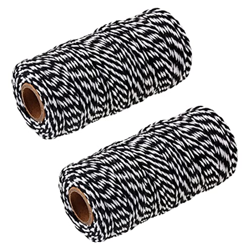 Baker Twine String For Crafts, 200M/656 Feet Black And White Twine, Cotton Cord For Gift Wrapping, Butchers, Gardening, Baking, Diy Art & Crafts And Ornaments Hanging, 2Mm Packing String Rope #TOP25