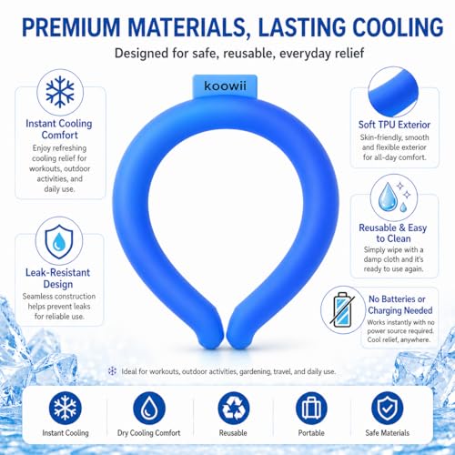 Image of 2-Pack Neck Cooling Tubes with Insulated Carry Bag | Reusable PCM Neck Cooling Rings, Hands-Free Wearable Neck Cooler for Summer Travel, Outdoor Work, Walks, and Sports