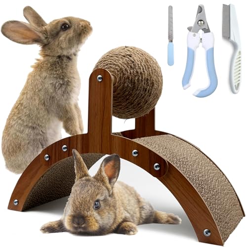Rabbit-Scratch-Toys-Sisal-Bunny-Scratching-Cardboard-Pad-and-Scratcher-Ball-Pet-Enrichment-Interactive-Toy-for-Indoor-Bunnies-Ferrets-Chinchillas-Kittens-Small-Animals-Boredom-Breaker
