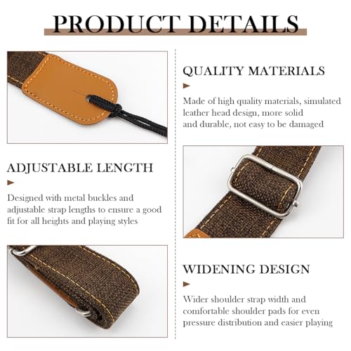 FERCAISH Pack of 2 Ukulele Strap, Western Guitar Strap, Country Style Cotton Guitar Strap with Leather Ends - Image 2