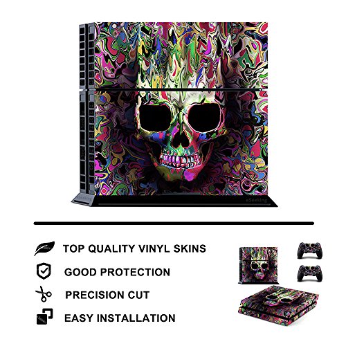 Eseeking Whole Body Vinyl Skin Sticker Decal Cover For Ps4 Console And 2Pcs Controllers Skins Colorful Skull #TOP2