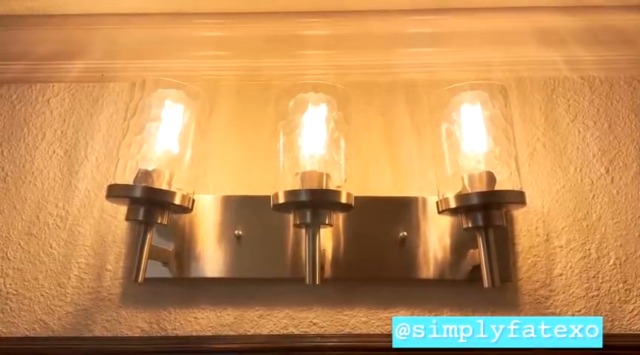 Image of Bathroom Vanity Lighting Fixtures 4 Lights,Brushed Nickel Bathroom Vanity Lights with Clear Hammered Shade Wall Sconce Lighting Modern Farmhouse Bath Lighting