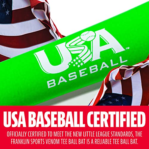 Franklin Sports Kids Baseball + Teeball Bat - Venom Youth Aluminum Bat - Usa Certified Boys + Girls Tee Ball Bat - Junior Metal Bat - 25"/ 15Oz - Green #TOP1
