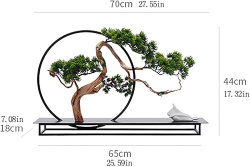 Miniatura 2 de Bonsái artificial estilo chino árboles artificiales bienvenidos árboles de pino marcos de metal, figuras de cerámica, decoración de sala de estar y