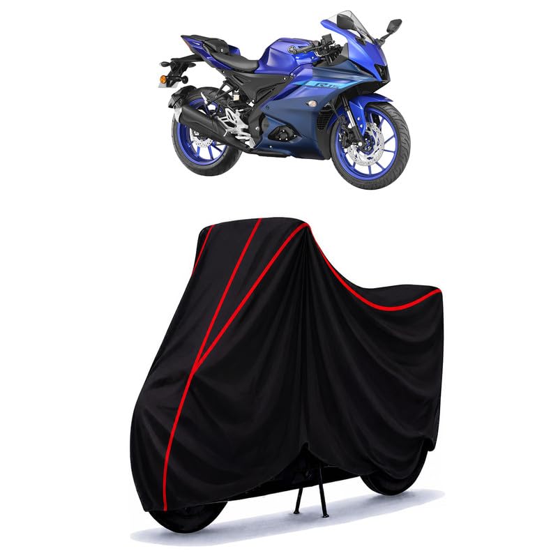 Image of R15 S Water Resistant Bike Cover for All Motorcycles & Scooters | Heavy Duty Premium Taffeta Fabric | UV Protection, Dustproof, Scratchproof | All Weather Two Wheeler Body Cover with Elastic Bottom
