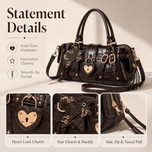 Image of Shoulder Purse for Women, Leather Women's Handbag Y2k Aesthetic Coquette Shoulder Bag Hobo Punk Trendy Ladies Purse