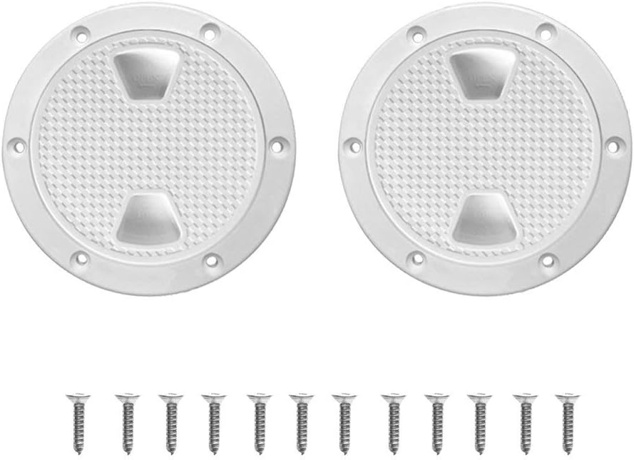2 Pieces Marine Boat RV White 4'' 6'' 8'' Access Hatch Cover Twist Out Deck Plate with 12 Screws 8 inch