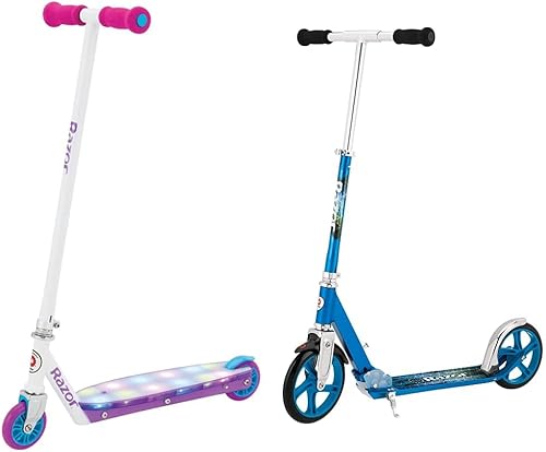 Razor Party Pop Kick Scooter para niños de 6 a 12 años de edad en adelante, luces LED multicolor, ruedas de uretano y scooter A5 Lux Kick para niños