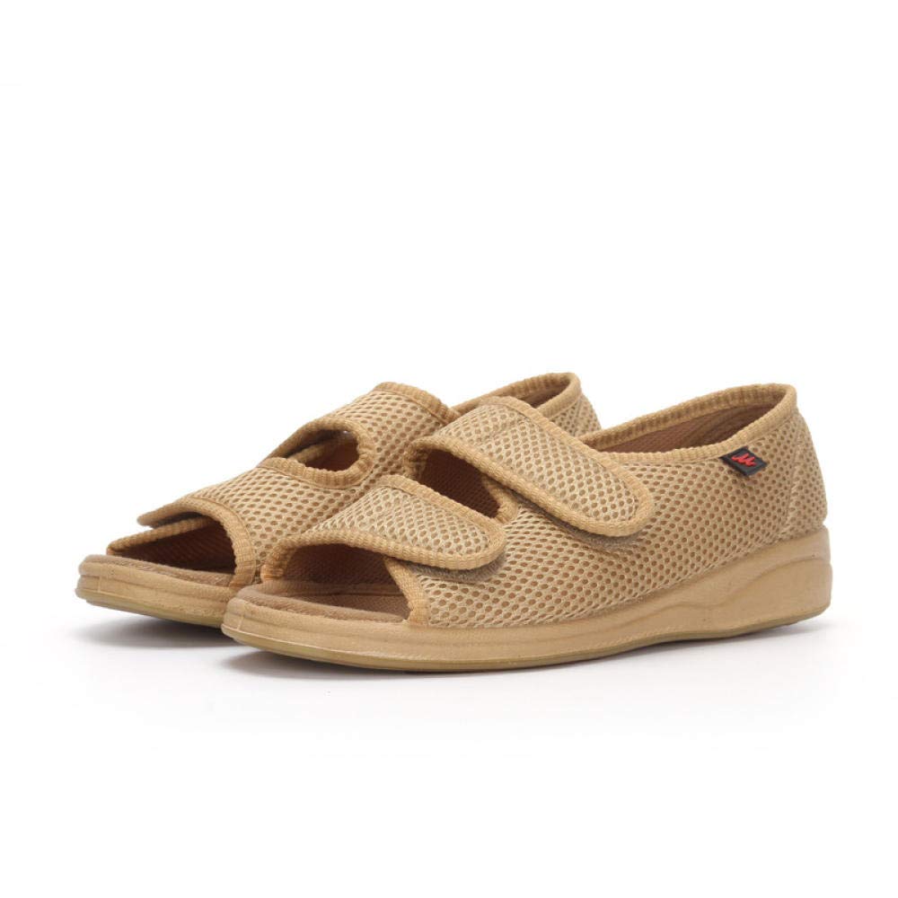 Nwarmsouth Men's Khaki Wide Fit Fully Washable Slipper,Widened Breathable Diabetic Shoes, Adjustable Deformity Foot Shoes-Uk5_,Slippers Extra Wide Cozy Non-Skid