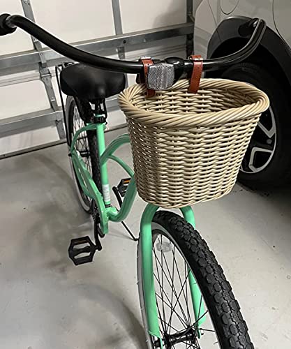 Image of ZUKKA Handlebar Bike Basket,Front Handlebar Adult Storage Basket, Waterproof with Leather Straps,Bicycle Accessory