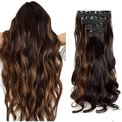 ZAIQUN Clip in Hair Extensions Straight Curly Wavy 4 Pieces Set Thick Clip in on Synthetic Hair Extensions Hairpieces for Women 18" 24" Cover