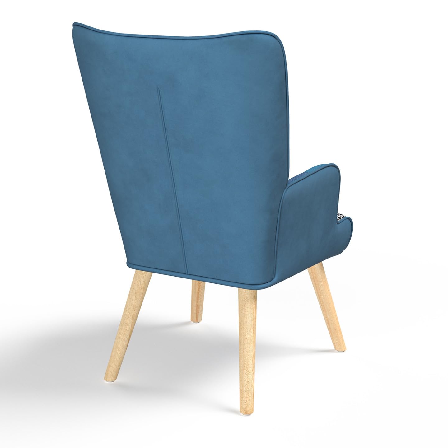 IDMarket - Fauteuil scandinave Ivar en Tissu Patchwork et Velours Bleu