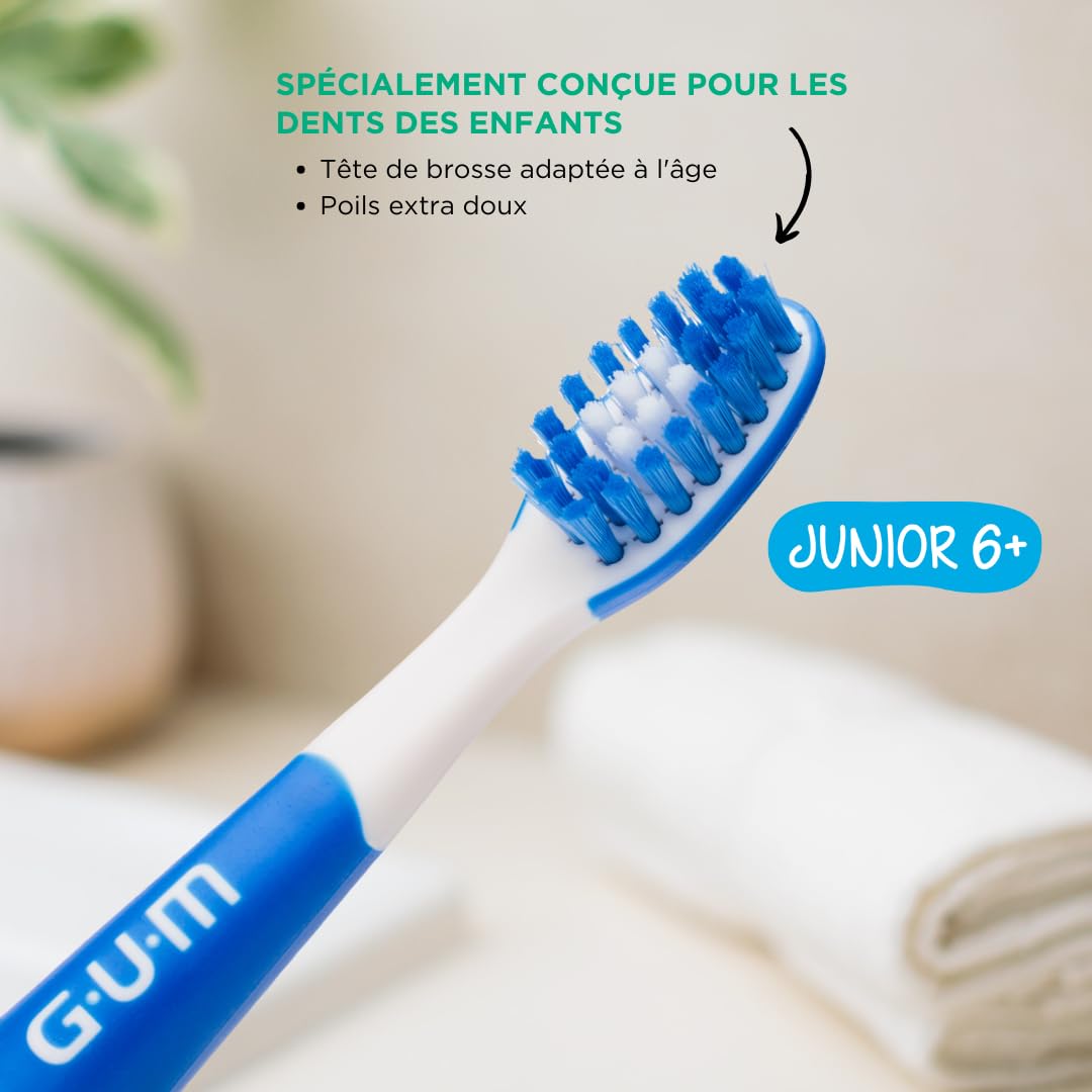 Playbrush JUNIOR 6+ tête de brosse gum compatible brosse à dents électrique brins extra-souples 3x2 têtes Bleu