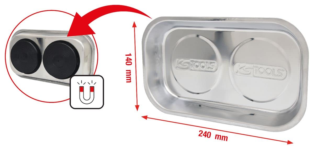 KS Tools 800.0151 Bandeja magnética de acero fino, 140x240mm