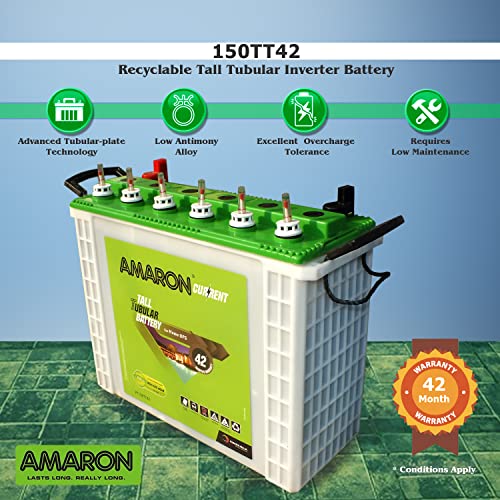 Image of Amaron 150TT42 150Ah Tall Tubular Battery with 42*Month Warranty for Home Shop and Office