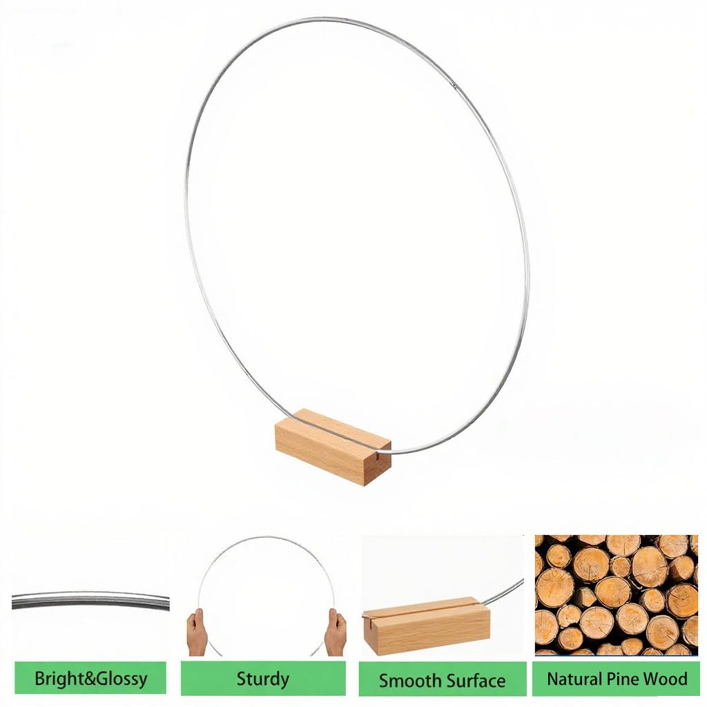 Set di 6 Cerchi Floreali in Metallo con 6 Supporti in Legno, Decorazione per centrotavola di Matrimoni, ghirlande da Appendere alla Parete, acchiappasogni in macramè Fai da Te (Dim
