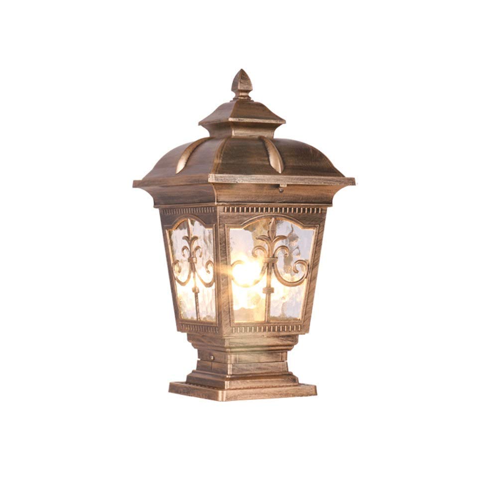 Zewnętrzna szklana lampa stołowa Kreatywna Nowoczesna Przemysłowa E27 Dekoracja Kolumna Lampa Słupek Lampa Uliczna Aluminiowa Taras Ogród Willa Drzwi Kolumna Stołowa Li,Bronze-l
