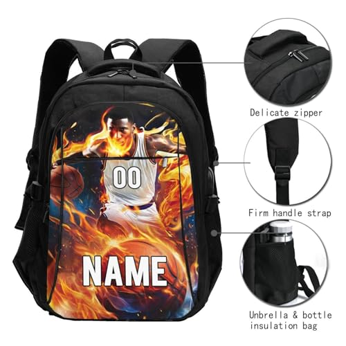 Custom Backpack with Name Personalized Travel Bags Customize for Adults Men Women Camping Casual-Basketball2