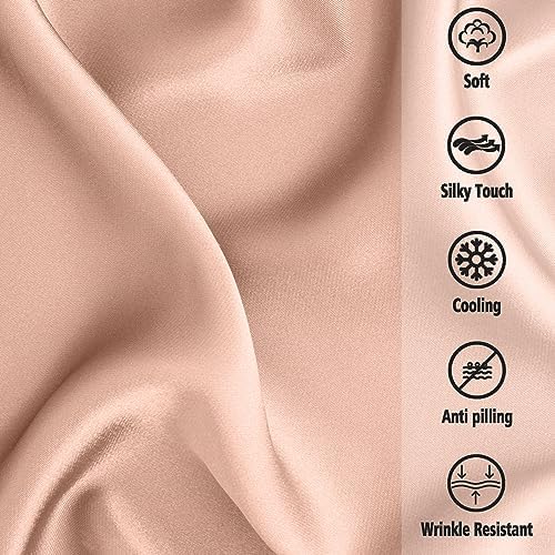 Tencel Sheets 4 Piece Set, 100% Eucalyptus Lyocell Sheets Set, Softer Than Silk, Cooling Breathable Bed Sheets for Hot Sleepers, 16 Inch Deep Pocket (Rose Gold, King) - Thumbnail 4