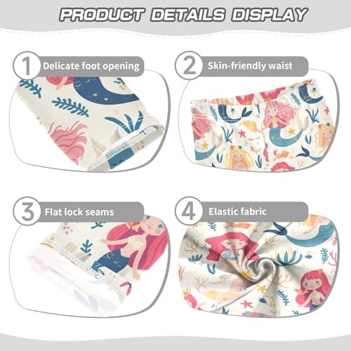 KLL Mermaid Pattern Print with Cute Girls Girls Cotton Pants Soft High Waisted Yoga Pants Running3