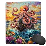 小型 ゲーミング マウスパッド タコの海 キーボードパッド マウスマット デスクマット 小型 ゴム底 エレコム 光学式 マウス対応 滑り止め 耐久性 良い おしゃれ かわいい 防水 サイバーカフェ オフィス最適 適度な表面摩擦 男性のプレゼント 34x28 cm jp-1181