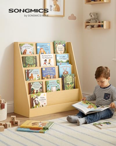 Image of SONGMICS CUSTOS Collection - Kids Bookcase, 5-Tier Montessori Bookshelf, Front-Facing Book Display Rack, for Children's Room, Reading Nook, 11.8 x 31.5 x 31.5 Inches, Beech Beige UGKR076YZ01