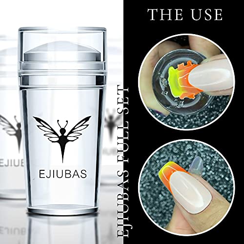 Ejiubas 3 Pcs Jelly Clear Nail Stampers 3 Pcs Sandy Nail Scrapers 3 Pcs Silicone Nail Art Stamper Heads Nail Stamping Kits Diy Nail Art Tools Valentines Gifts #TOP4