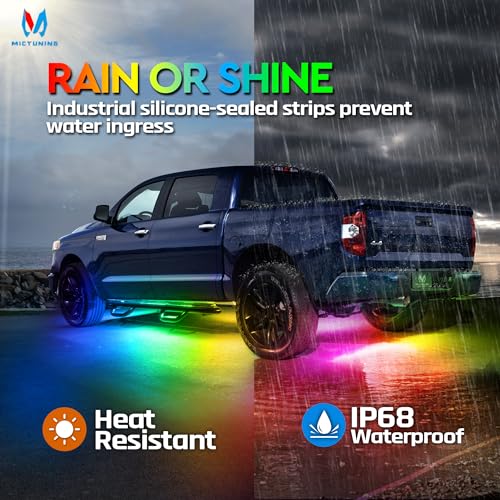 Mictuning MIC-08-220 N3 Car Underglow Light Strip Kit, Chasing Dream Rgb+Ic Led, Exterior Lighting Accessories Underbody Multicolor Neon Accent Light Bar thumb #4