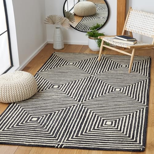 Image of Hand Tufted Wool Carpets Anti Shedding Rug Modern Carpets for Living Room Size 8x10 Feet