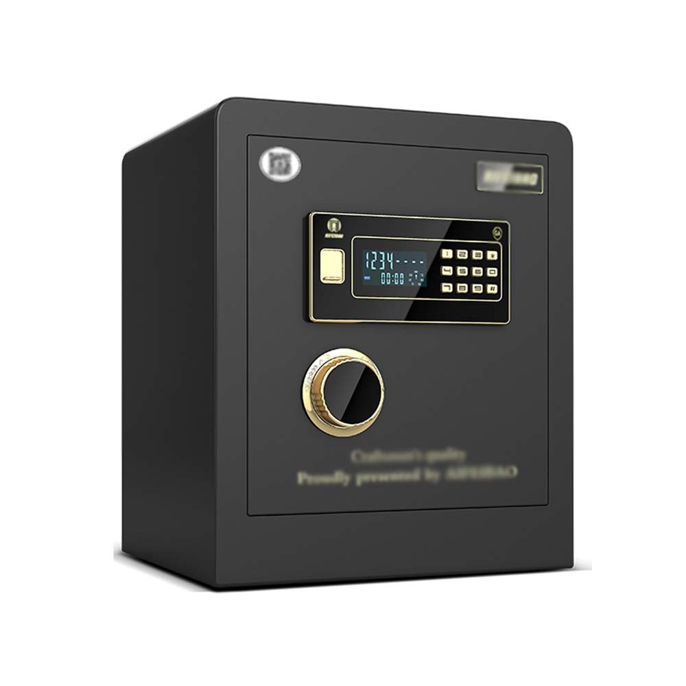 ZCF Security Safes Security Safes, Electronic Digita Deposit Box Password Key Lock for Home Office Hotel Use Jewelry Cash Valuables Storage Black/Gold (Color : Black)