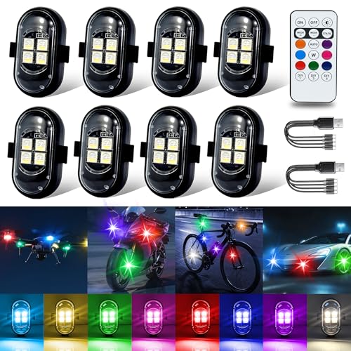 Image of Wireless LED Lights for Car 8 Pack Remote Strobe Warning Waterproof