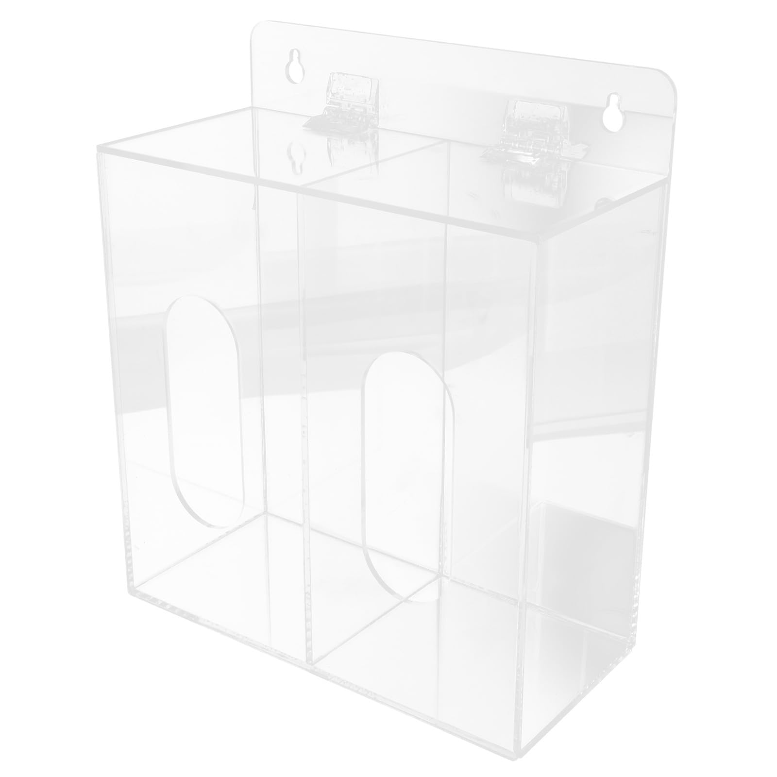 Healeved Dispenser per Guanti da Parete in Acrilico Trasparente Porta Mascherine e Organizer a 2 Scomparti per Uso Sanitario e Domestico Soluzione Salvaspazio per Stoccaggio Igienico