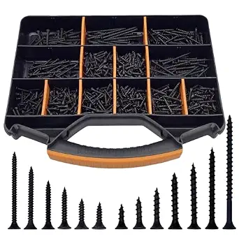 1000PCS Wood Screws Assortment Kit, Drywall Screws, Phillips Flat Head