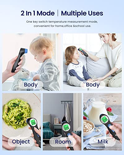 Femometer DET-306_NA_BLACK Forehead Thermometer For Adults And Kids, Digital Infrared Thermometer For Home With Fever Alarm, Fsa Hsa Eligible,1S Reading And 3-Color Indicator, No-Touch thumb #4