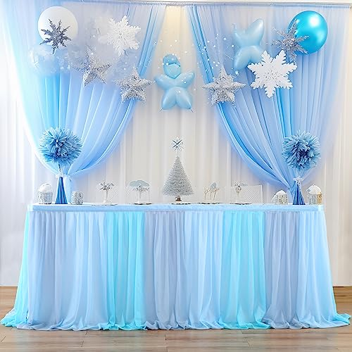 Frozen Theme Party Tulle Table Skirt for Rectangle Tables 6ft Oce...