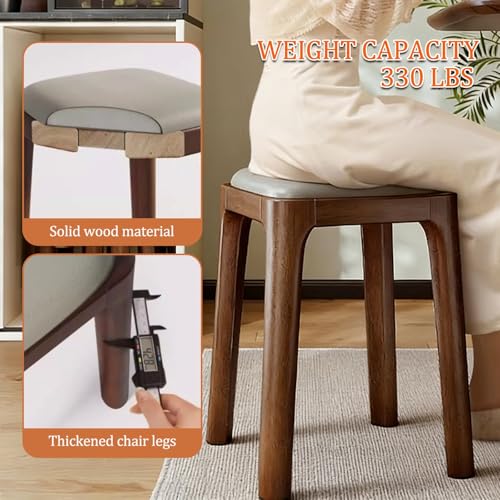 Taburete de tocador de madera maciza con acabado tapizado elegante para interiores 6