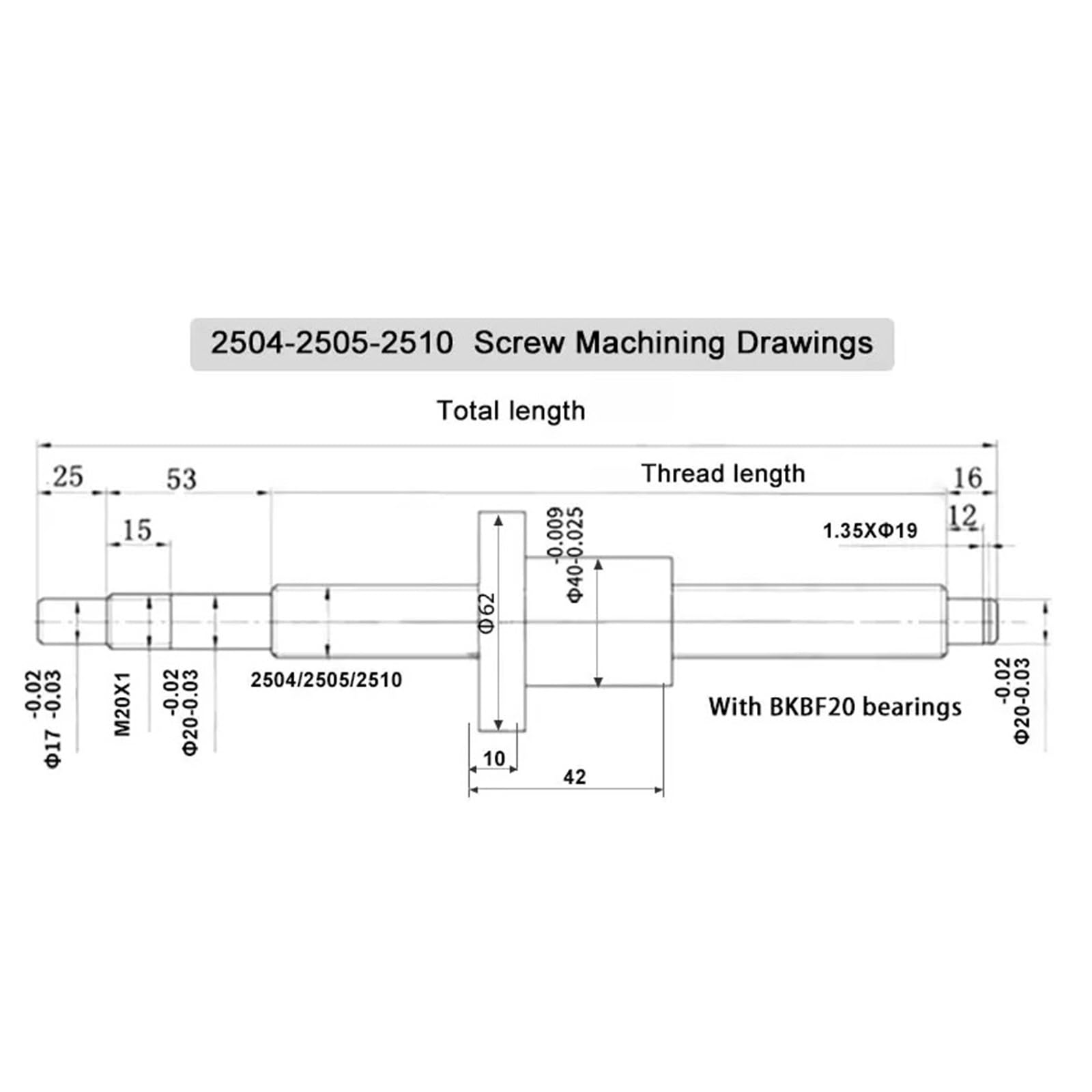 Vite a ricircolo di sfere CNC a movimento lineare SFU2510 Set viti a ricircolo di sfere con estremità lavorata + dado a ricircolo di sfere RM2510 + supporto terminale BK20 BF20 + accoppiatore 17x14mm(