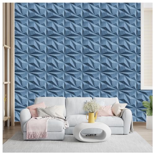 Image of Kayra Decor 3D PVC Wall Panels -Electric Blue Color Alps Design- (19.7 inch x 19.7 inch Covers 32.28 sq. ft.) (Pack of 12)